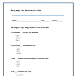 Kartläggning åk 4 Engelska - Language use Assessment Del D