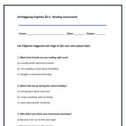 Kartläggning Engelska åk 6 - Fyrpack (Reading, Writing, Listening, Language Use)