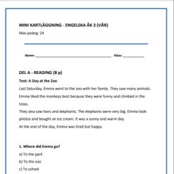 Mini-kartläggning engelska åk 3 – Reading, writing & grammar (Vår)