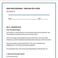Mini-kartläggning engelska åk 4 – Reading, writing & grammar (Vår)
