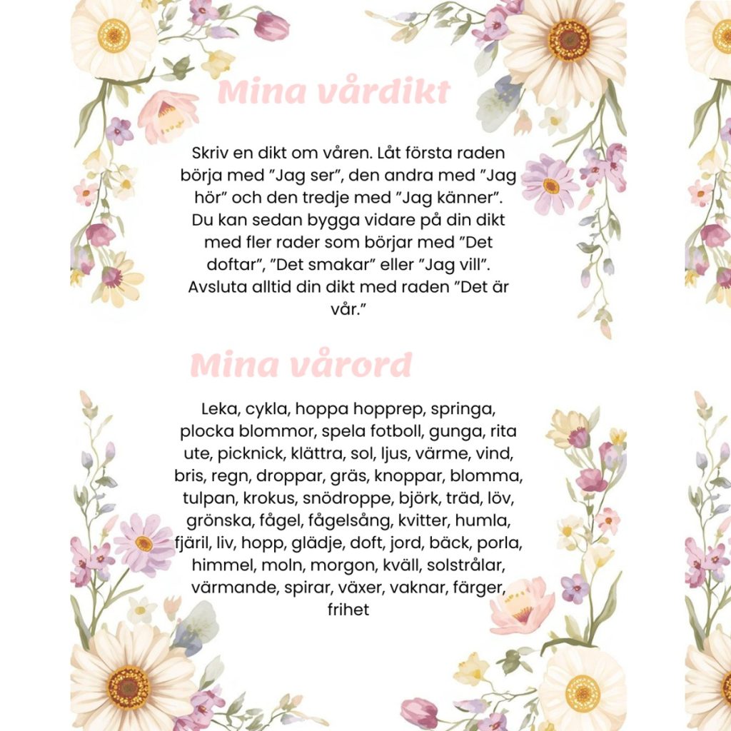 Vårdikter – 5 sätt att skriva dikter med fina diktpapper