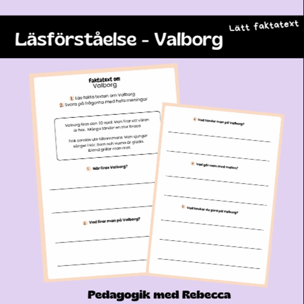 fakta text – VALBORG (lätt)