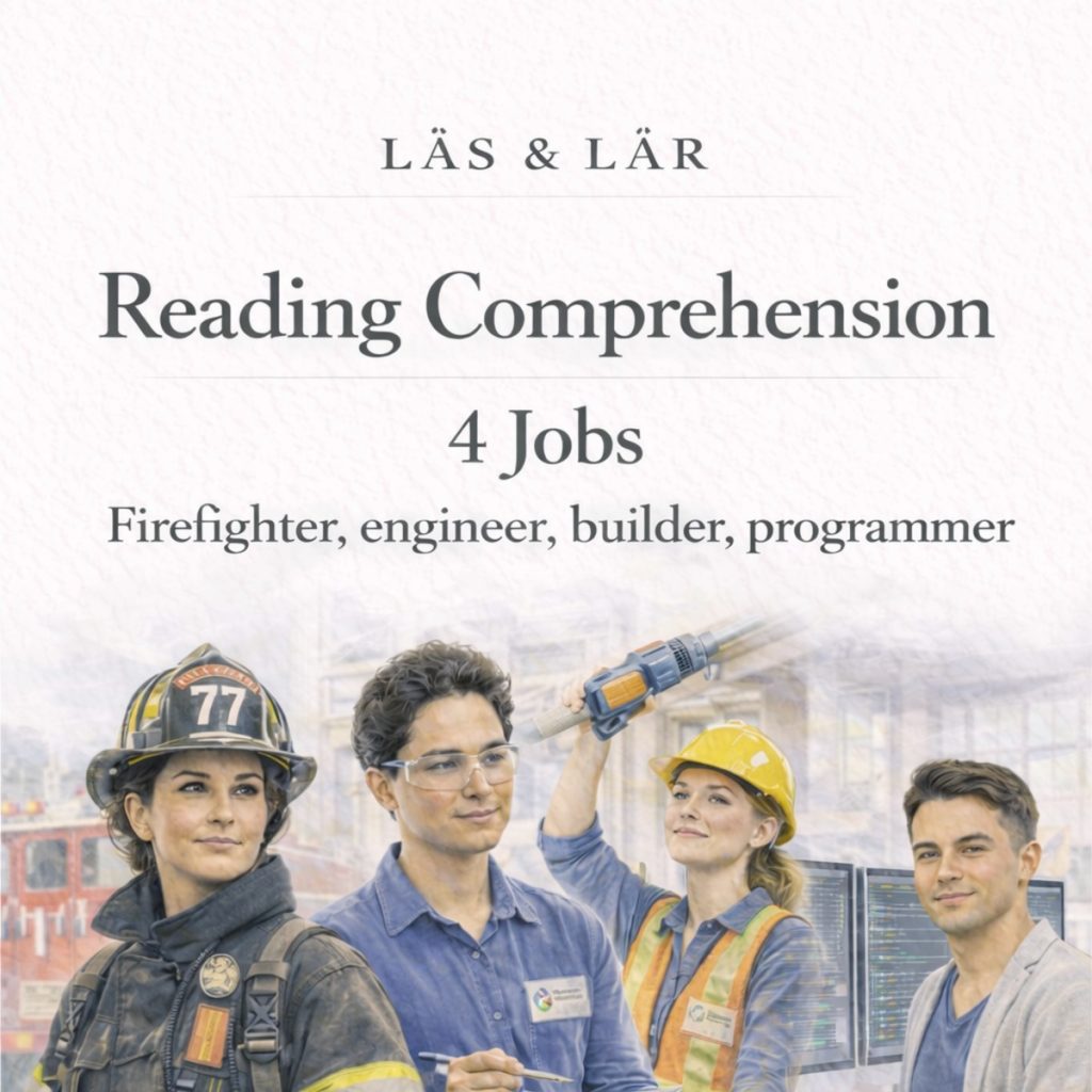 Läsförståelse engelska – Yrken: Brandman, ingenjör, byggare, programmerare (åk 5-6)