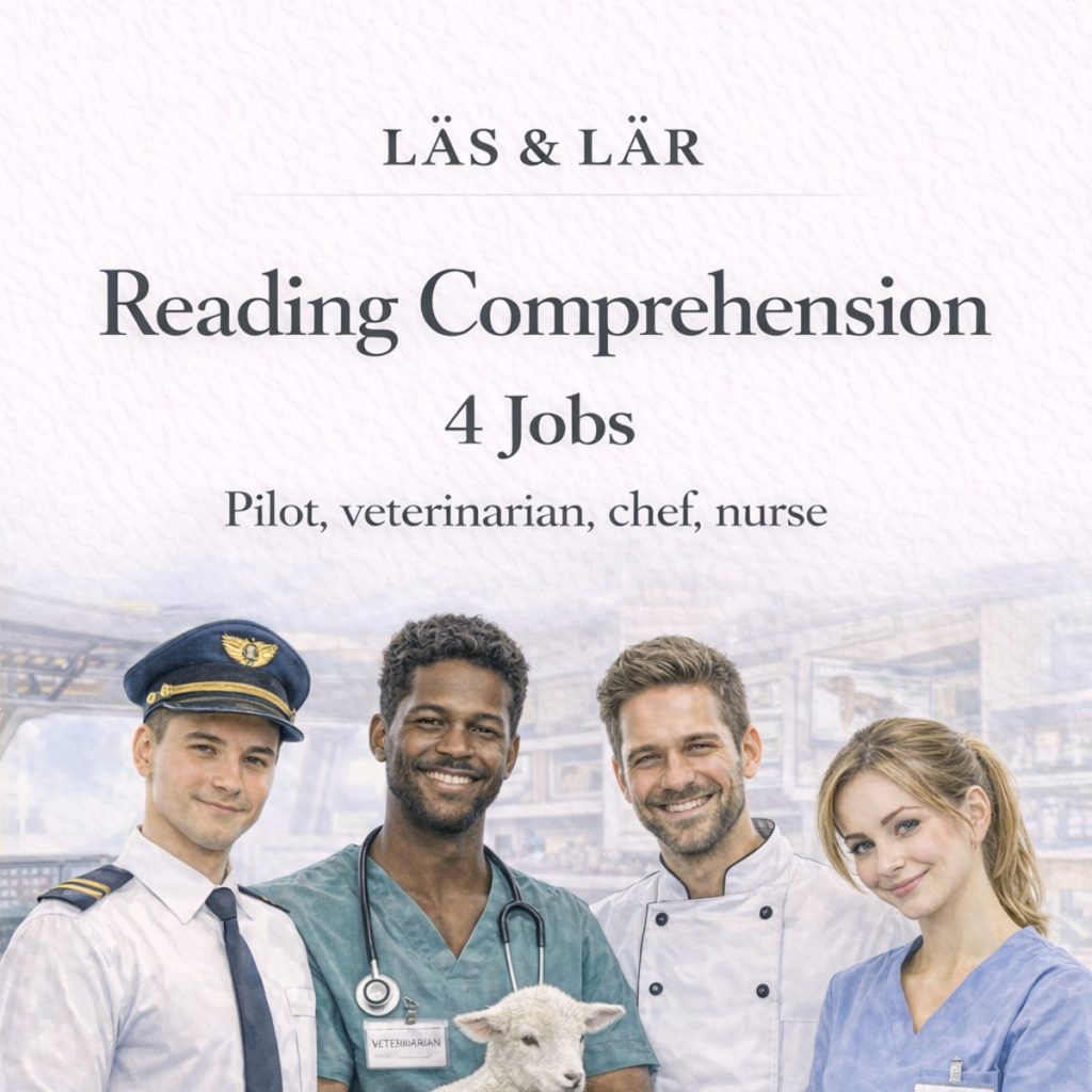 Läsförståelse engelska – Yrken: Pilot, kock, veterinär, sjuksköterska (åk 5-6)