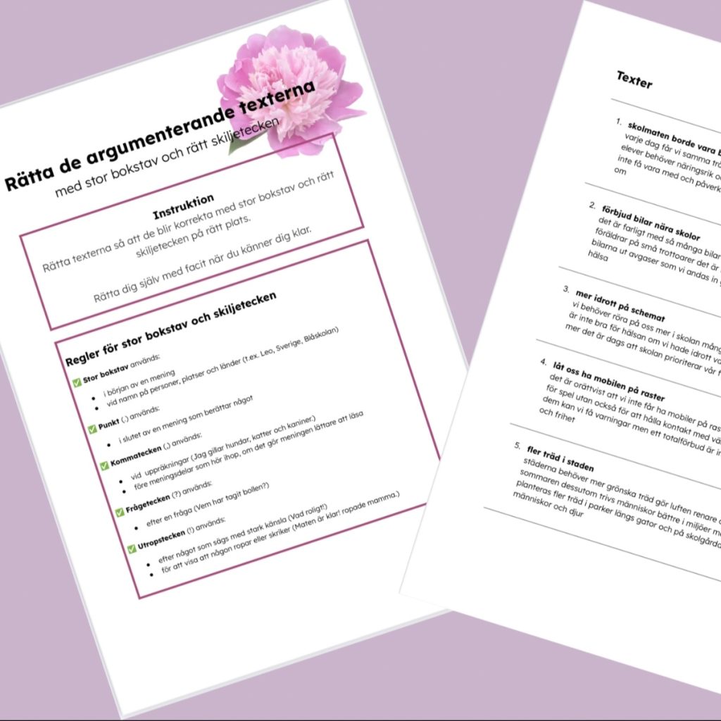 Uppgift – Rätta de argumenterande texterna
