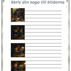 Skriva egna sagor med bildstöd. Början, problem, lösning och avslut. Olika nivåer.