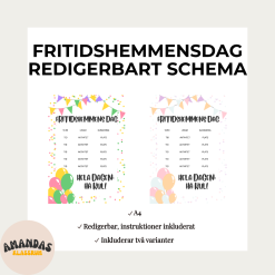 Schema till Fritidshemmens dag – Redigerbar mall (Canva)