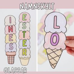 Pyssel - glass som namnskylt