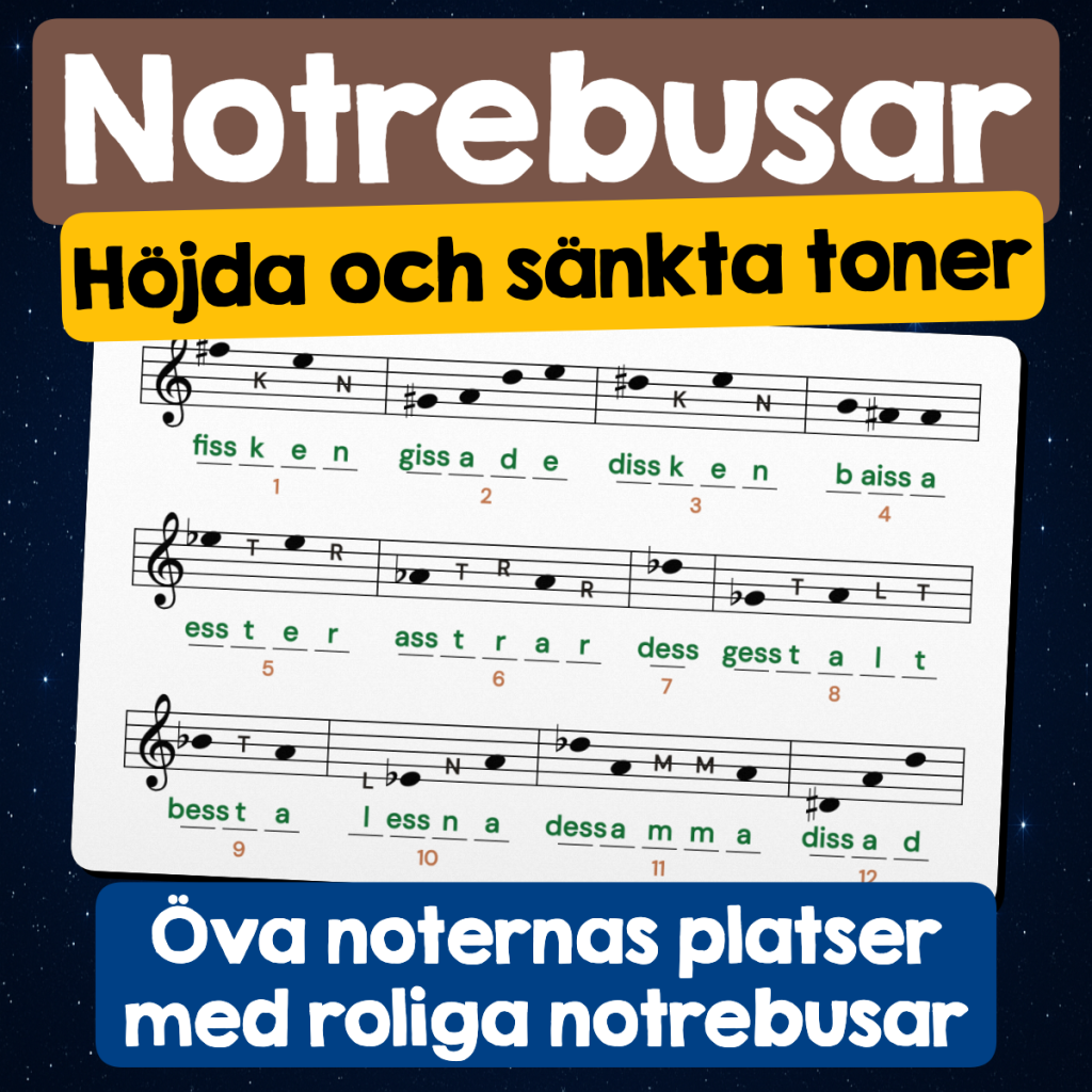 Musikrebusar med höjda och sänkta toner