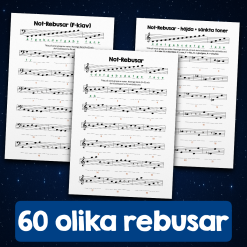 Musikrebusar - PAKET med G-klav, F-klav, höjda och sänkta toner