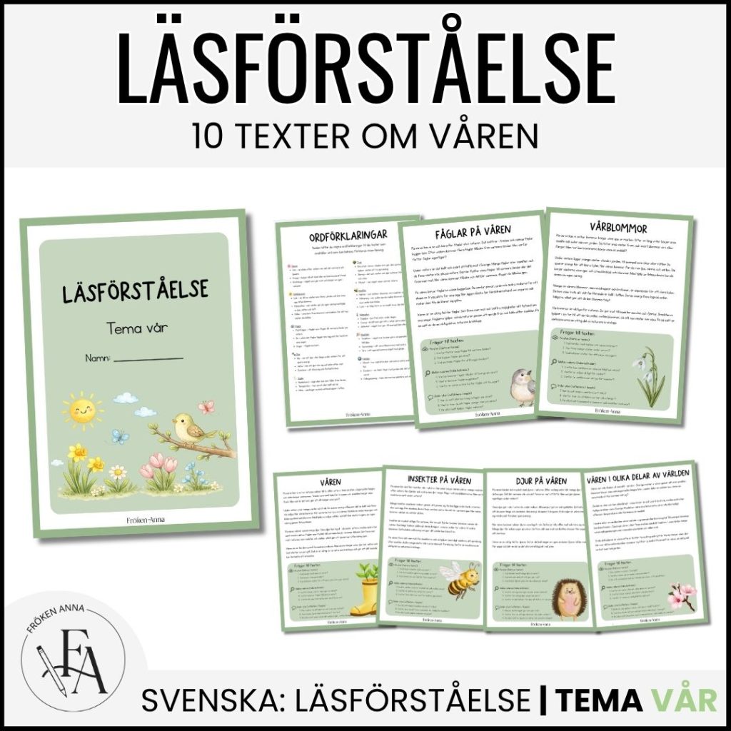 Läsförståelse 10 texter | Tema Vår