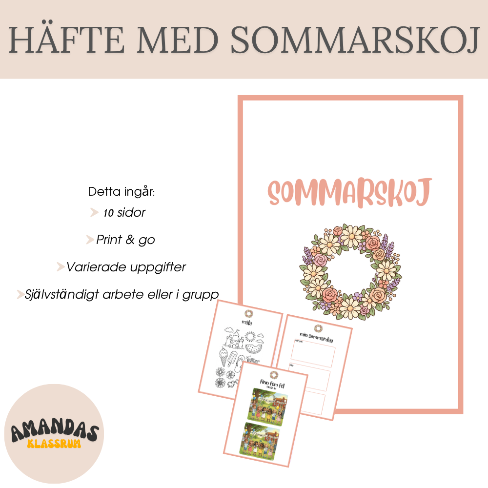 Sommarskoj – aktivitetshäfte för FK–åk 2 ☀️