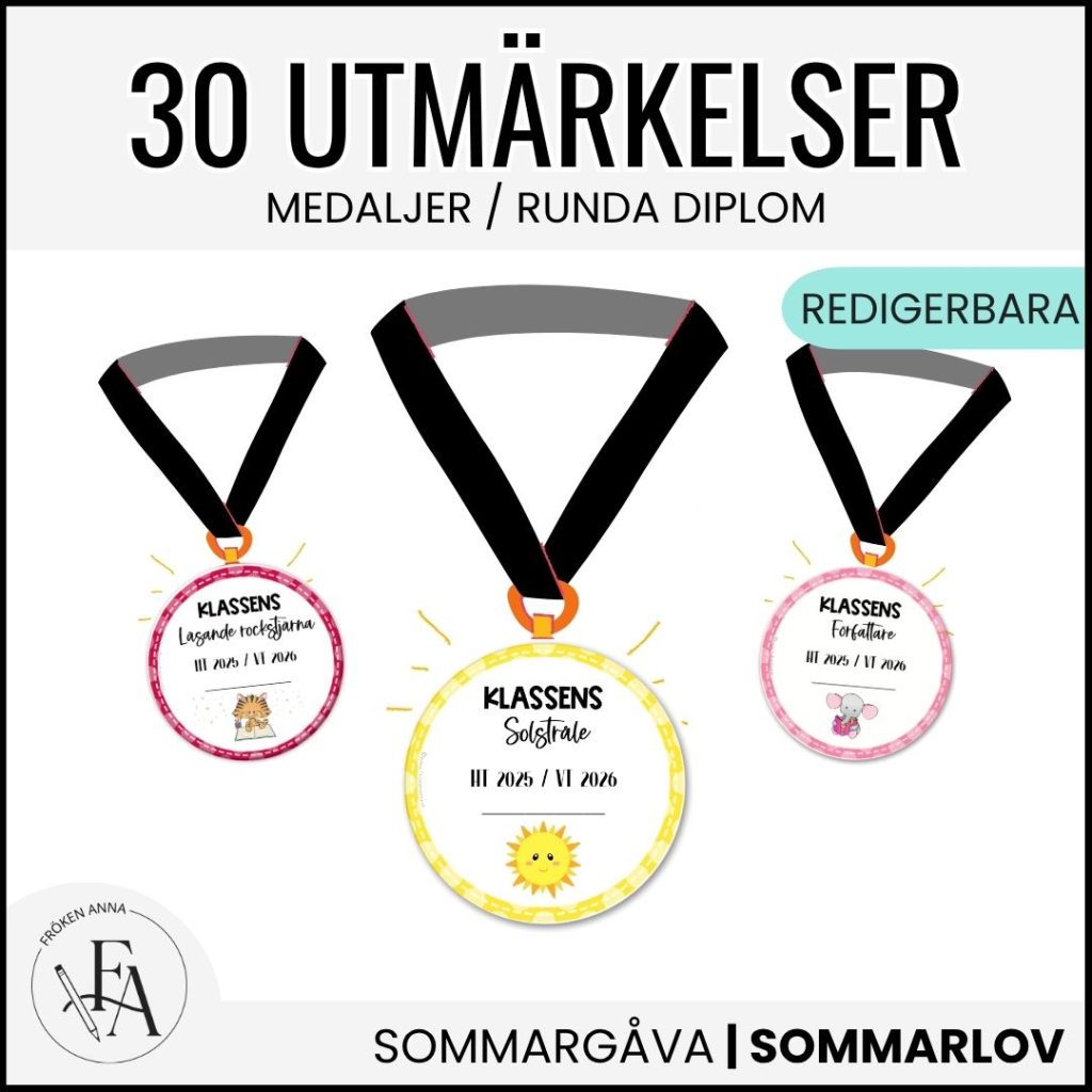 Utmärkelser till skolavslutningen – färdiga & redigerbara