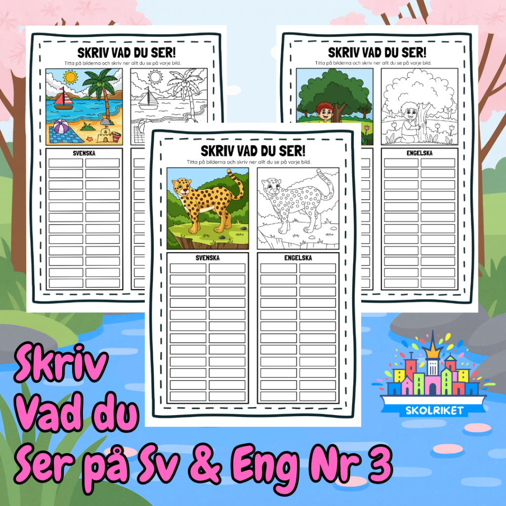 Skriv vad du ser på Svenska och Engelska 3