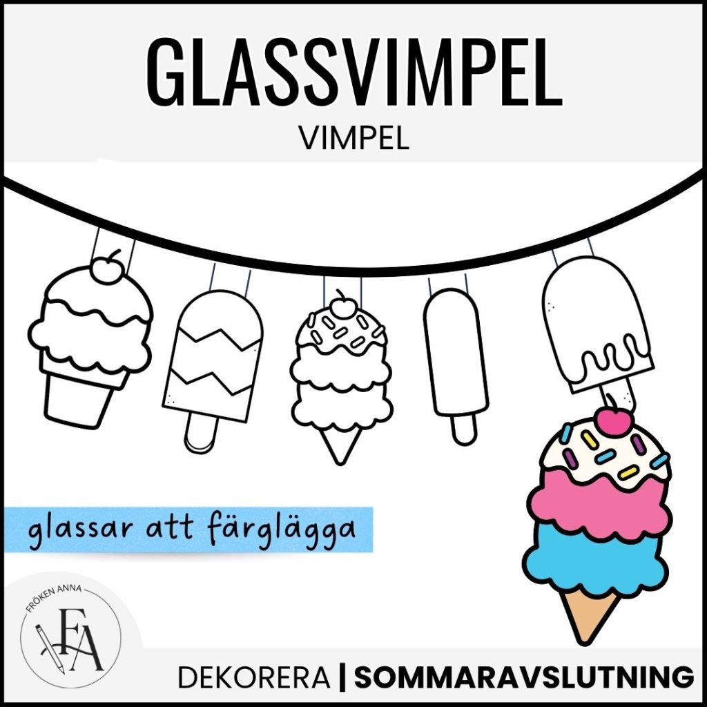 Girlang glassar. Färglägg till avslutningen