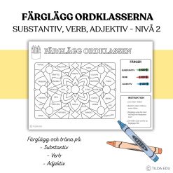 Färglägg ordklasser – substantiv, verb & adjektiv | Nivå 2