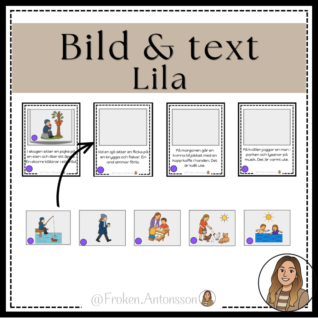 Para ihop text & bild – lila