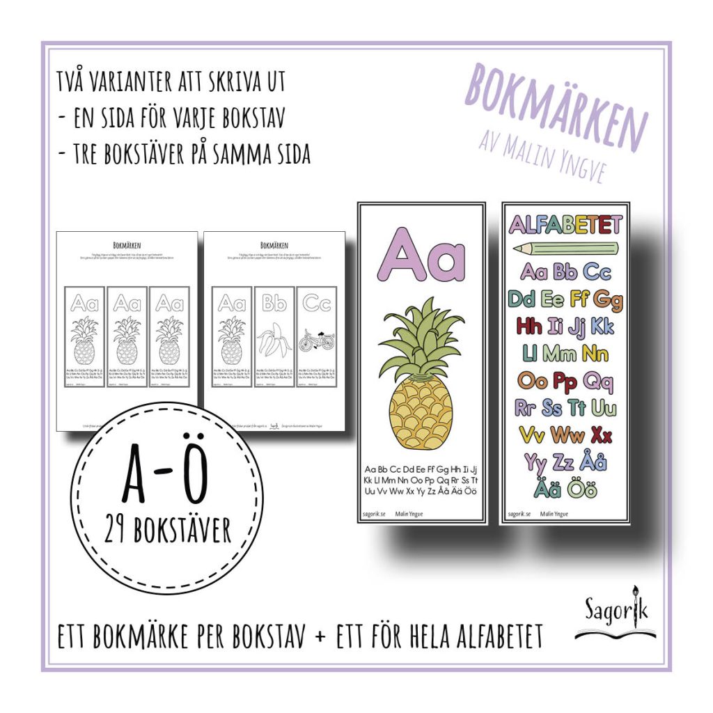 Bokmärken Bokstäver A-Ö