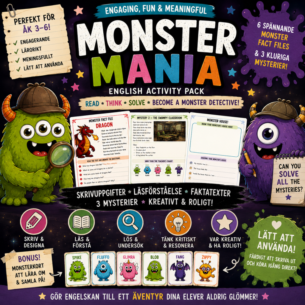 Monster mania – öva på att skriva och läsa på engelska
