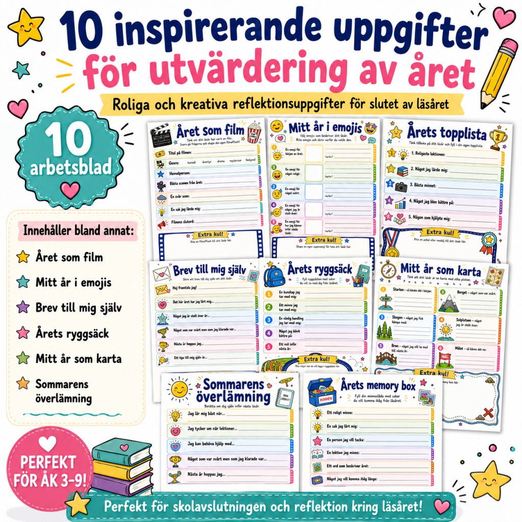 Utvärdera läsåret – kreativa arbetsblad för sista veckan
