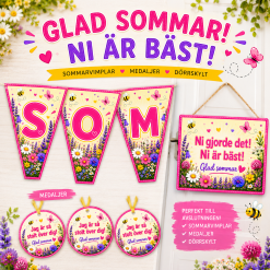 Sommardekoration - vimplar och medaljer - GLAD SOMMAR + NI ÄR BÄST!