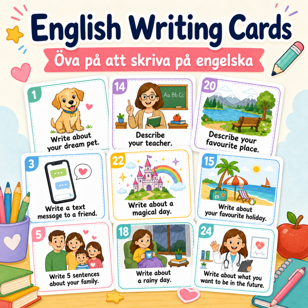 english writing cards