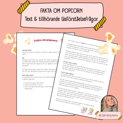 Fakta om popcorn - text med läsförståelsefrågor 🍿