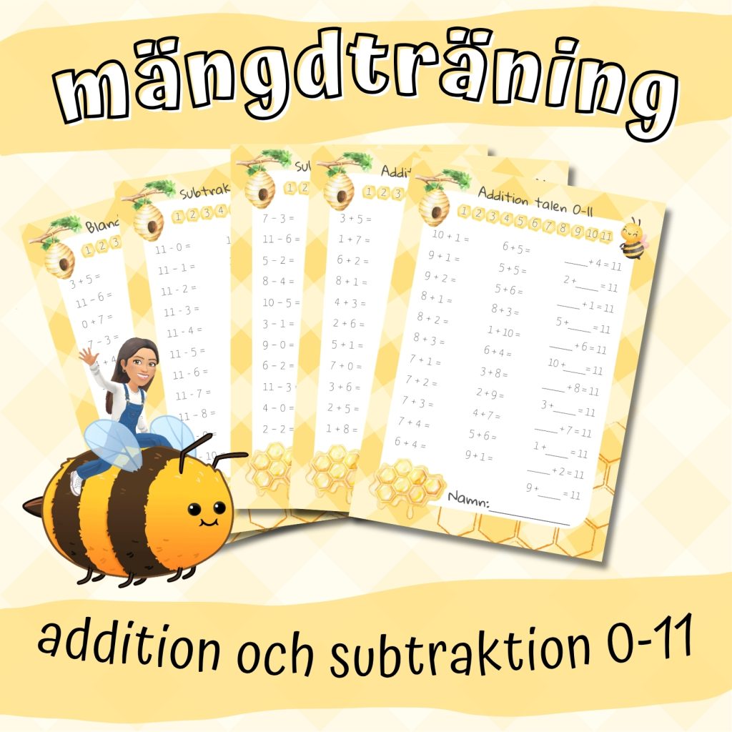 Mängdträning addition och subtraktion 0-11