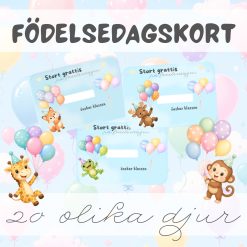 Födelsedagskort gulliga djur motiv