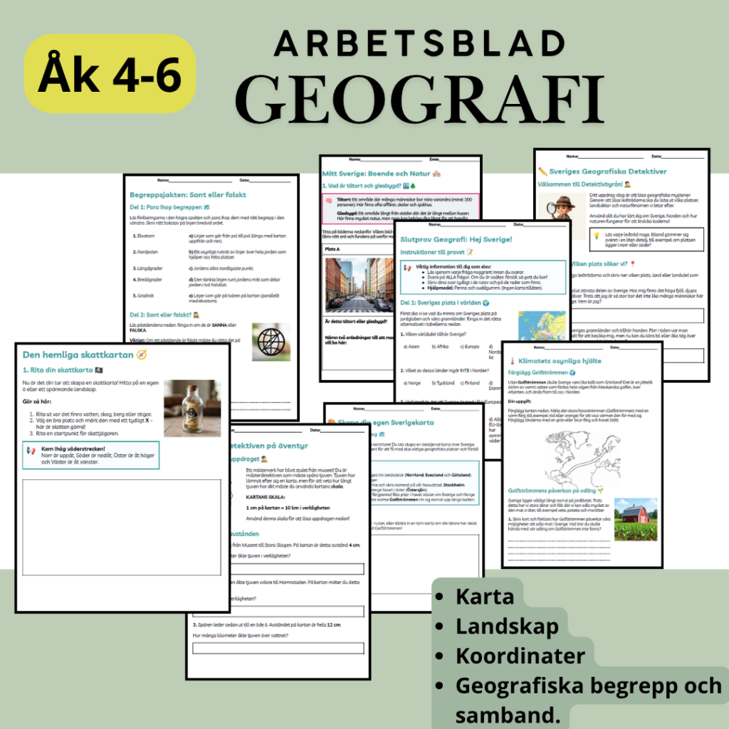 Geografi: Arbetsblad