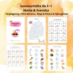 Sommarhäfte Åk F–1 | Matte & Svenska | Färgläggning, Hitta Mönster, Klipp & Klistra & Hjärngympa