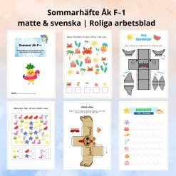 Sommarhäfte Åk F–1 – matte & svenska | Roliga arbetsblad för förskoleklass och åk 1