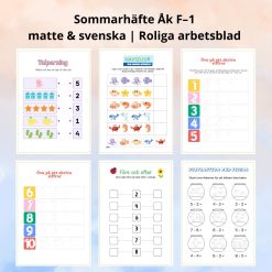 Sommarhäfte Åk F–1 – matte & svenska | Roliga arbetsblad för förskoleklass och åk 1