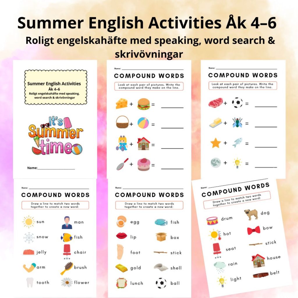 Summer English Activities Åk 4–6 | Roligt engelskahäfte med speaking, word search & skrivövningar