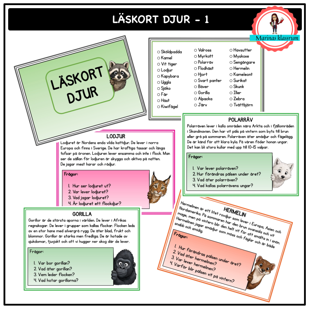Läskort Djur – 1