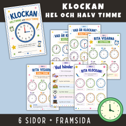 Klockan, hel och halv timme, 6 sidor