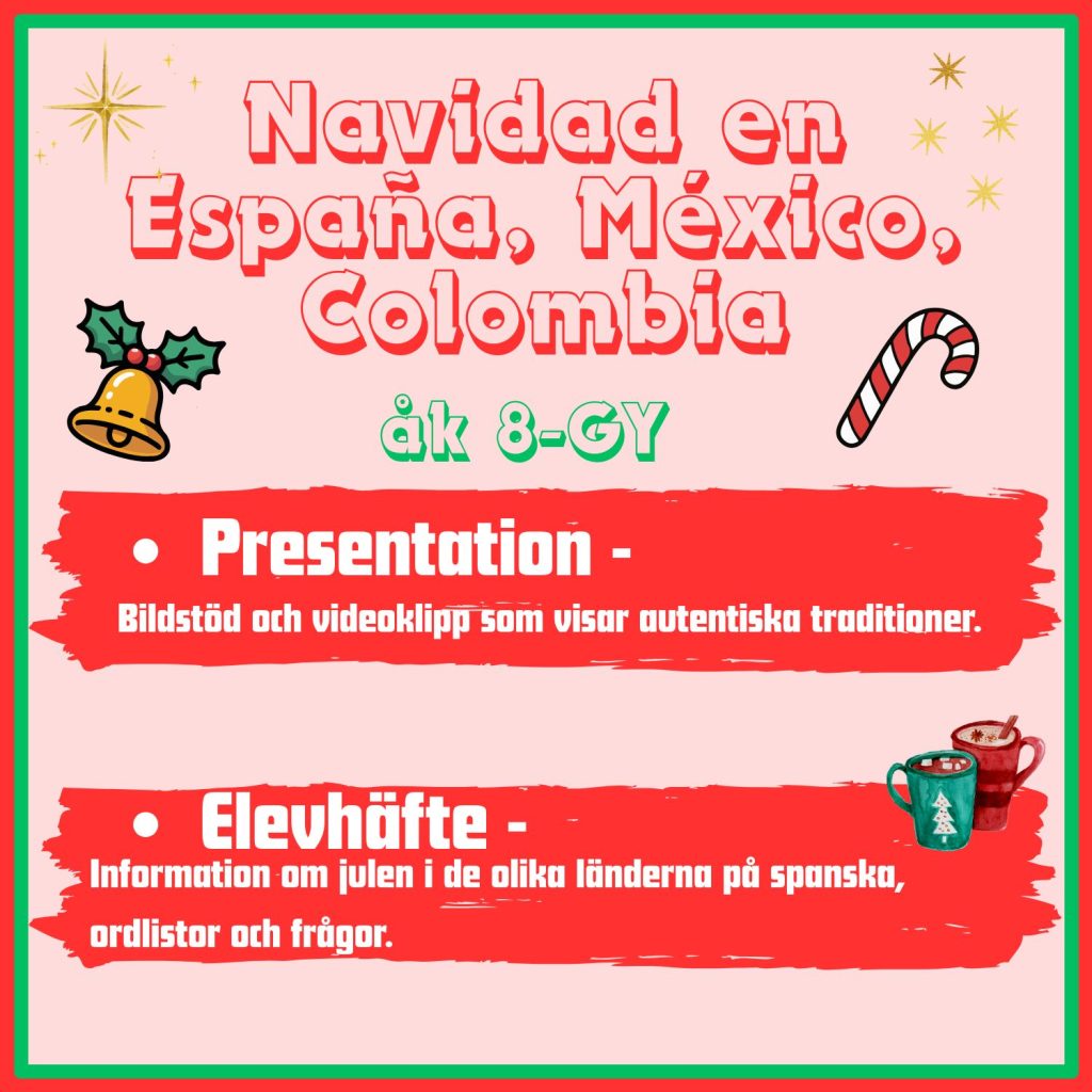 Navidad en españa, méxico, colombia. Presentation med info + videolänkar & arbetsblad med frågor