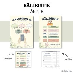 Källkritik - Posters, checklista, arbetsblad Årskurs 4-6
