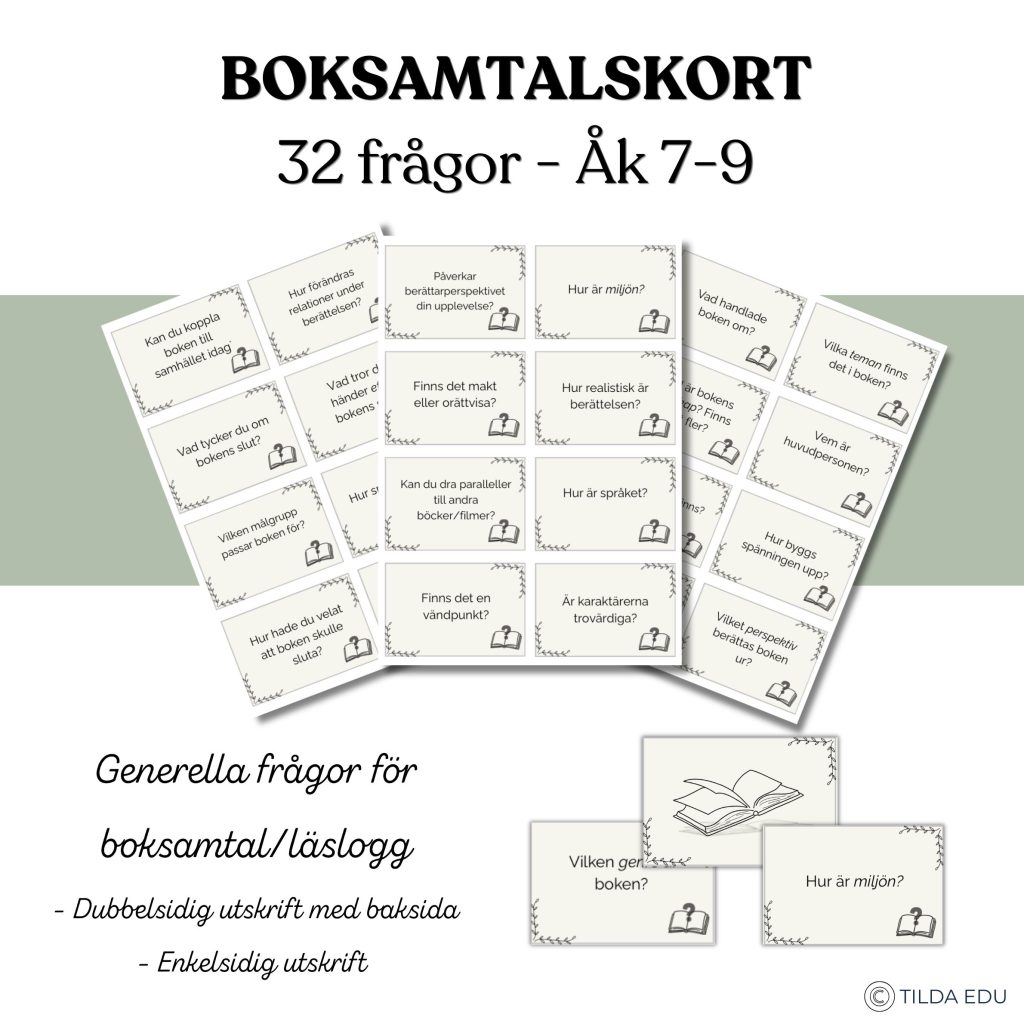 Boksamtalskort – 32 frågor – Åk 7-9