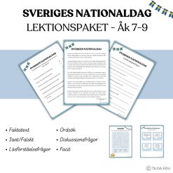 Sveriges nationaldag – Lektionspaket & läsförståelse | Åk 7–9