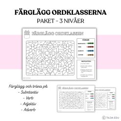 Färglägg ordklasser - 3 nivåer