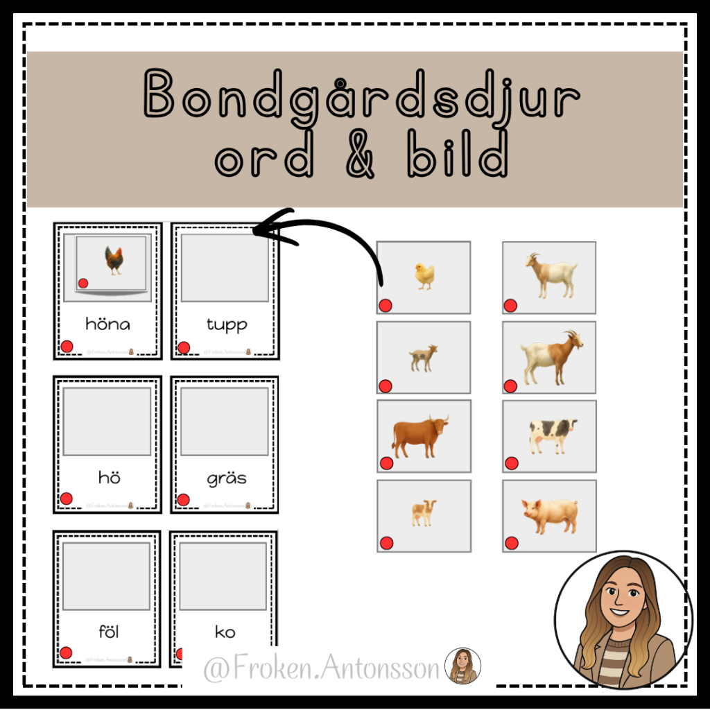 Bondgårdsdjur – bildkort – ord & bild