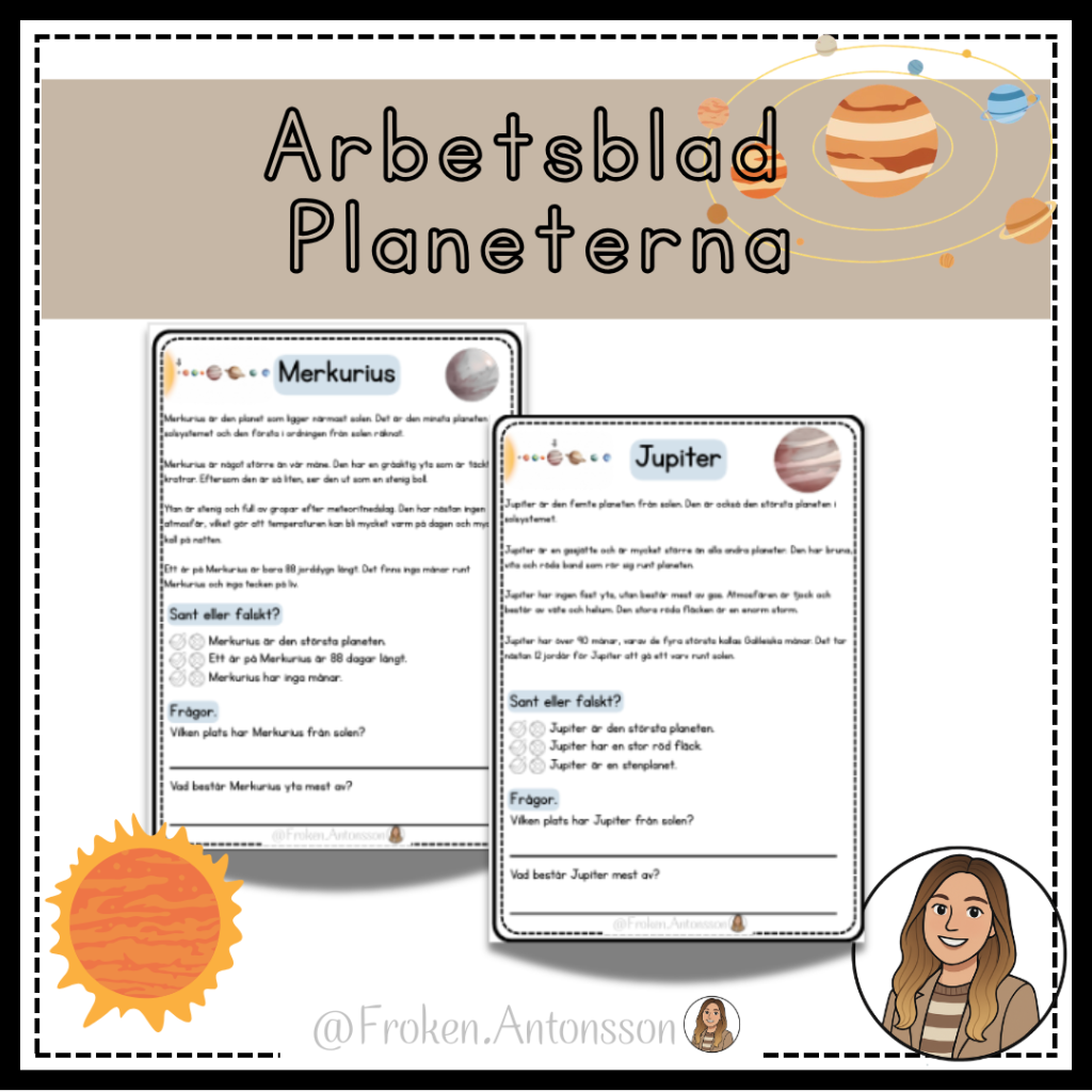 Planeterna – arbetsblad