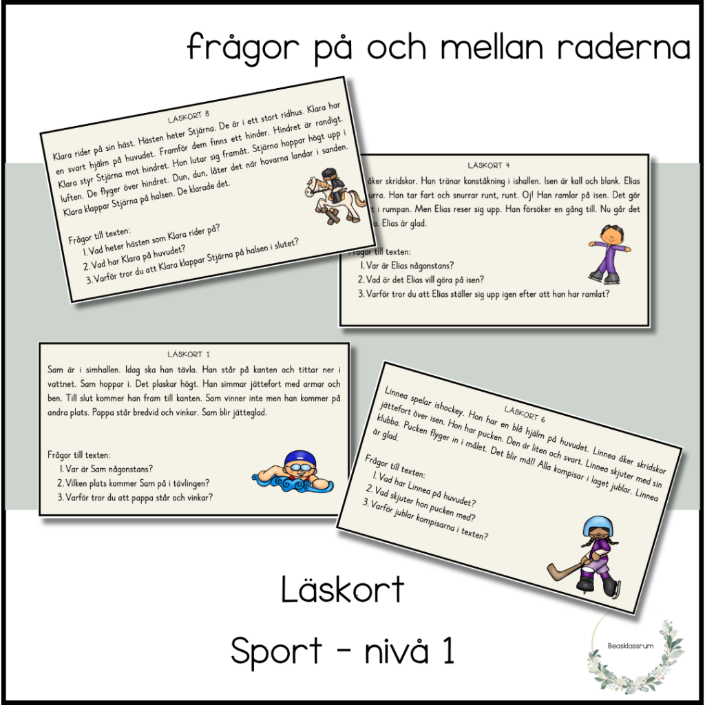 Läskort sport – 22 kort nivå 1