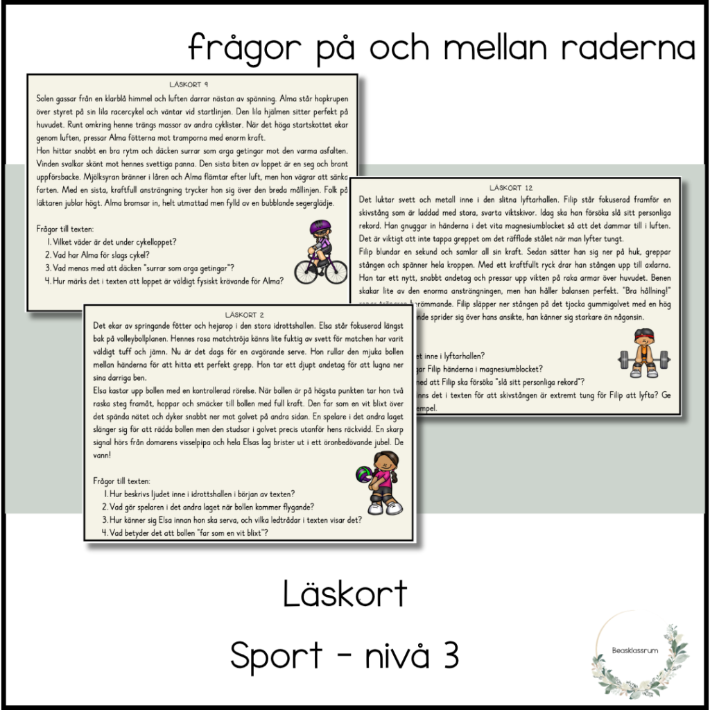 Läskort sport – 22 kort nivå 3