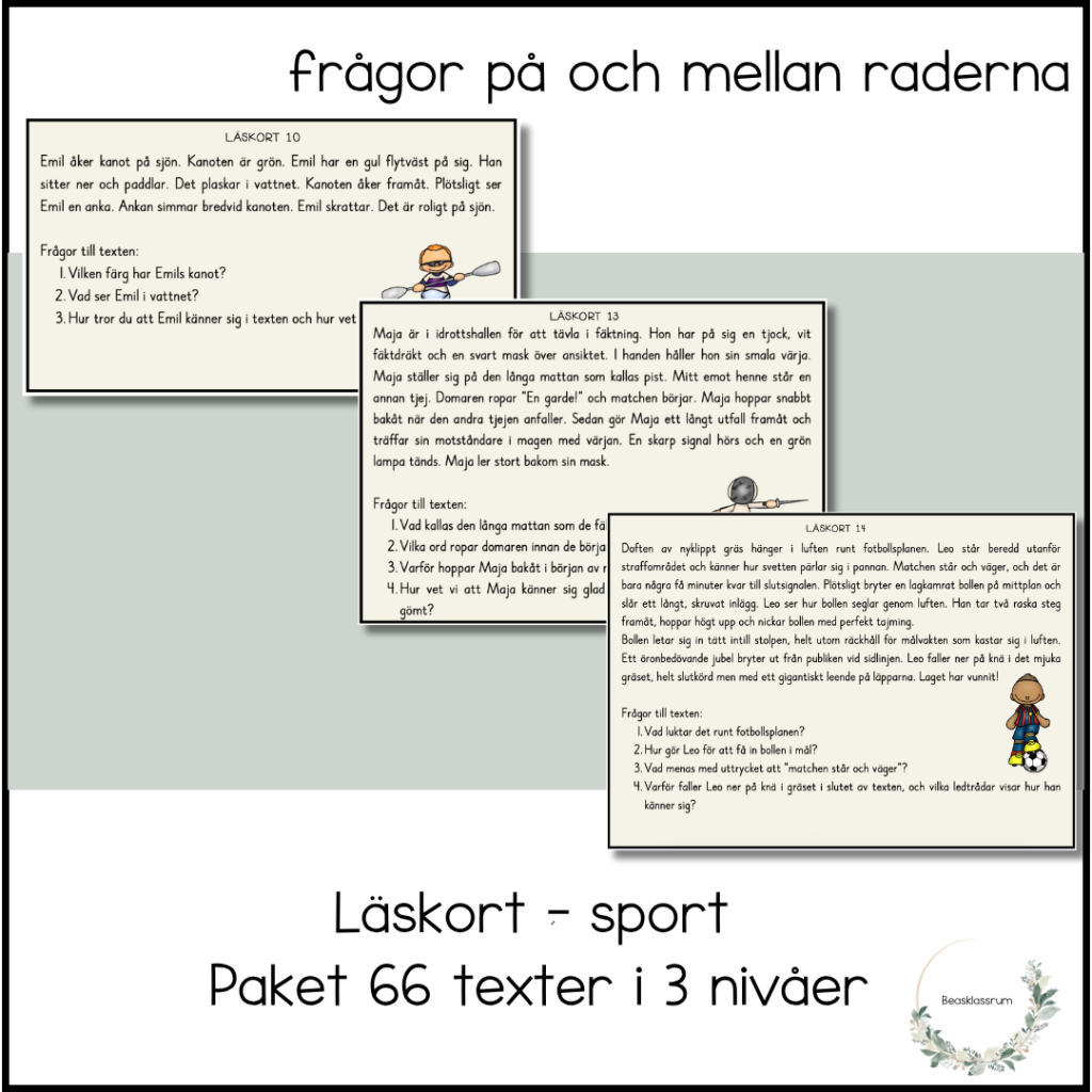Läskort sport – 66 kort i 3 nivåer