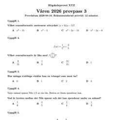 Högskoleprovet XYZ VT 2026 – genomgång av alla 24 uppgifter