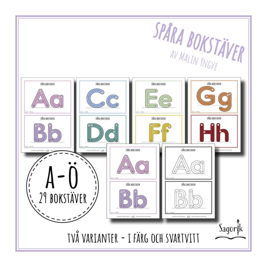 Spåra bokstäver A-Ö Bokstavskort