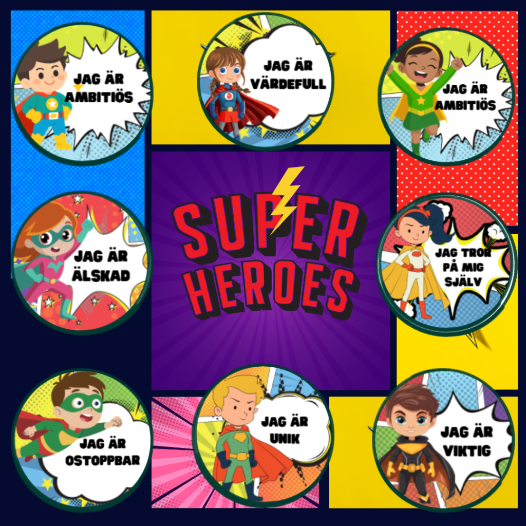 Superhjälte-affirmationer – 24 peppande kort för elever