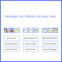 Meningar och bildkort att para ihop.